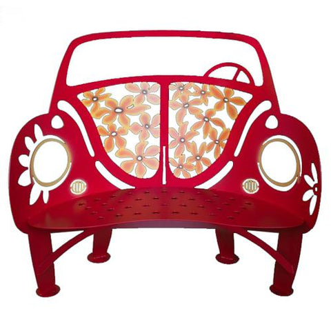 Our Beetle Bug Indoor Outdoor Metal Bench Sculpture is a custom made to order creation and hand forged by skilled craftsmen here in the USA. It is truly a metal garden art sculpture that will be a showpiece in your home or garden for years to come. 