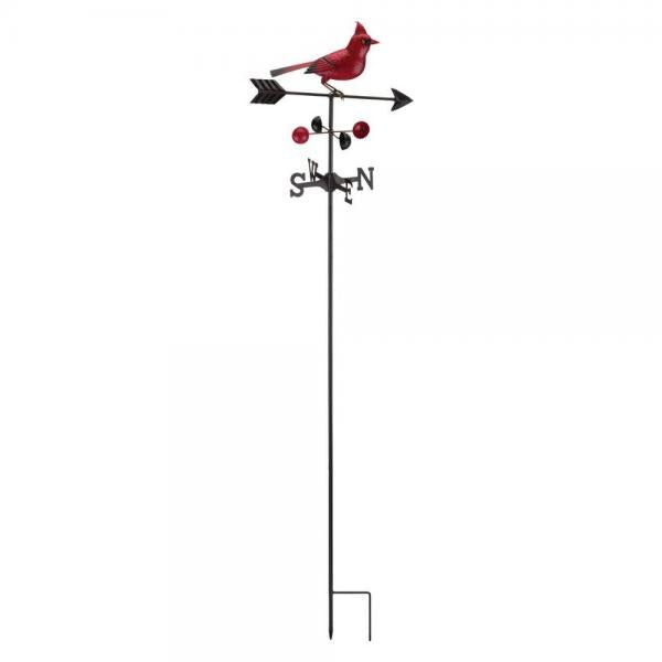 Our Cardinal Metal Weathervane Garden Stake is such a colorful and fun piece of garden yard art décor. A detailed 3-D, fully dimensional body, sculpture of a Cardinal, sitting on a black directional arrow, adorns the top of this weathervane. The bright and vibrant red colors and beautiful detailing are certainly eye catching.