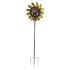 Our Greek Helios Sun Flower Kinetic Wind Spinner features beautiful yellow blades with brown center that spin and twirl and create a motion of beauty.  This unique wind spinner for your garden enjoyment features two heavy metal bi-directional rotor blades (front and back) that independently rotate, enabling them to catch a breeze and begin the mesmerizing display of motion. Overall size is 84" Tall x 24" Wide.