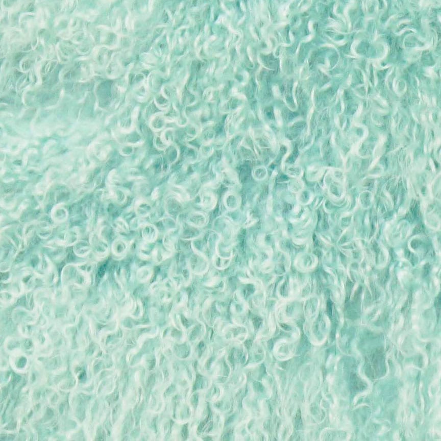 Light Teal colored Tibetan/Mongolian Lamb Fur Stool – 18” (in 20+ colors) - inthegardenandmore.com