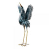 Our Seaside Blue Metallic Crane Metal Yard Art Sculpture is exceptionally beautiful, life-sized. This medium Crane features brilliant blue and silver metallic paints with exquisitely detailed feathers and wings and is standing with its beak and head in an downward position. Our coastal cranes are beautiful for coastal settings but we love ours right here in rural North Carolina. This is the up version.