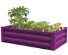 Our purple Steel Raised Garden Bed Planters are available in 4 colors . This rectangular, steel unit allows you to create a container garden on a deck or patio in moments, for growing space virtually anywhere. The four hardy, steel panels connect together without any hardware, thanks to their integrated keyhole locking mechanisms.  Size is: 47"L x 26"W x 12.5"H