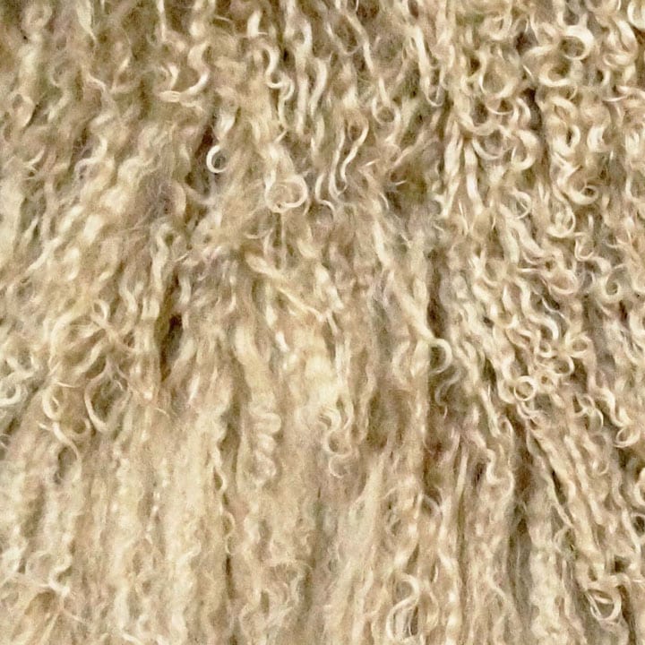 Champagne Tibetan/Mongolian Lamb Fur Stool – 18” (in 20+ colors) - inthegardenandmore.com