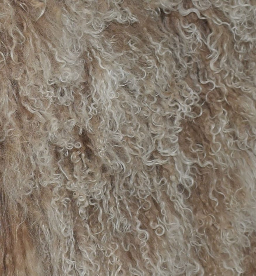 Champagne Tipped Colored Tibetan/Mongolian Lamb Fur Stool – 18” (in 20+ colors) - inthegardenandmore.com