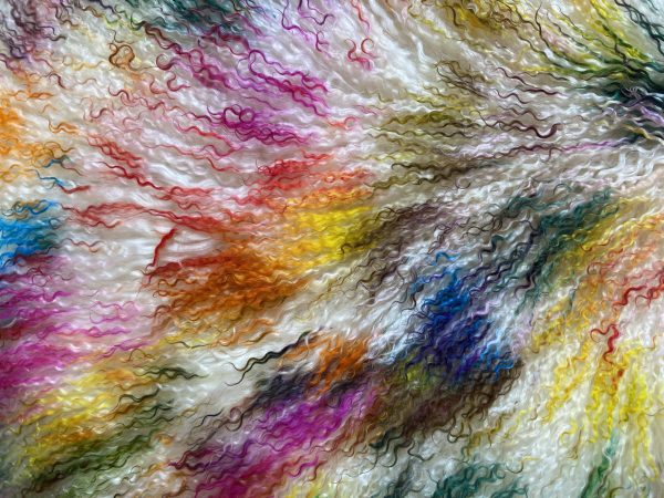 Confetti colored Tibetan/Mongolian Lamb Fur Stool – 18” (in 20+ colors) - inthegardenandmore.com