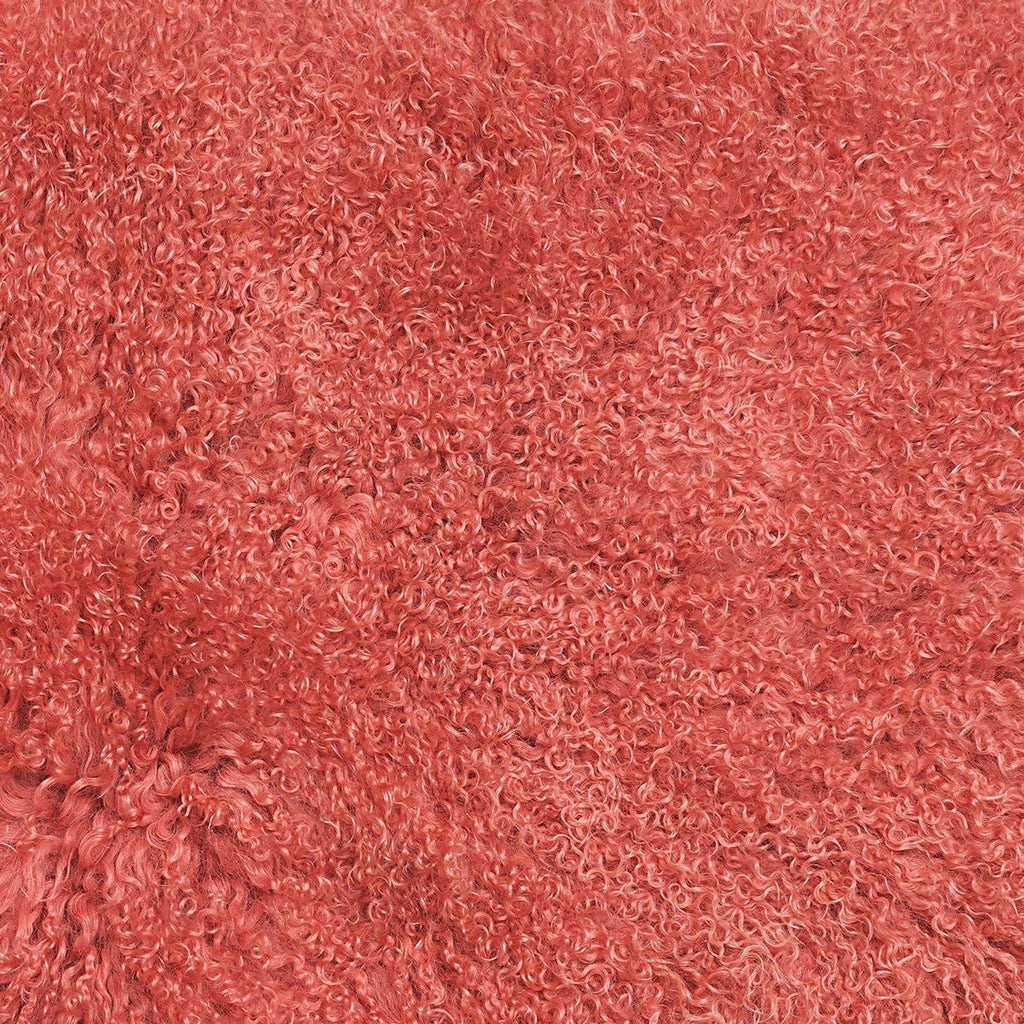 Coral Colored Tibetan/Mongolian Lamb Fur Stool – 18” (in 20+ colors) - inthegardenandmore.com