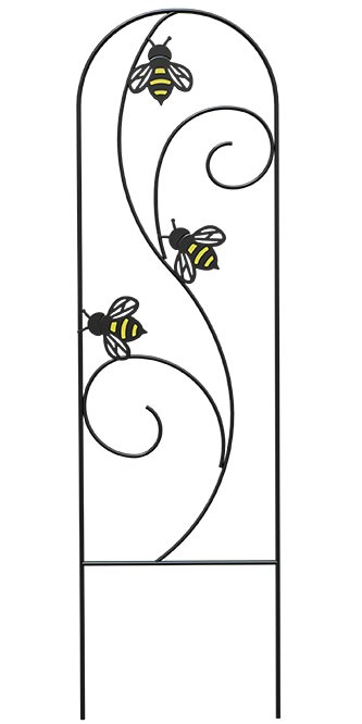Decorative Metal Bee Garden Potted Plant Trellis, Black, 36"H - inthegardenandmore.com