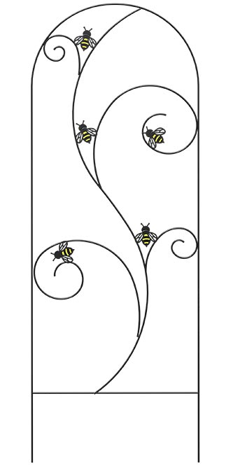 Decorative Metal Bee Garden Trellis, Black - 66"H - inthegardenandmore.com
