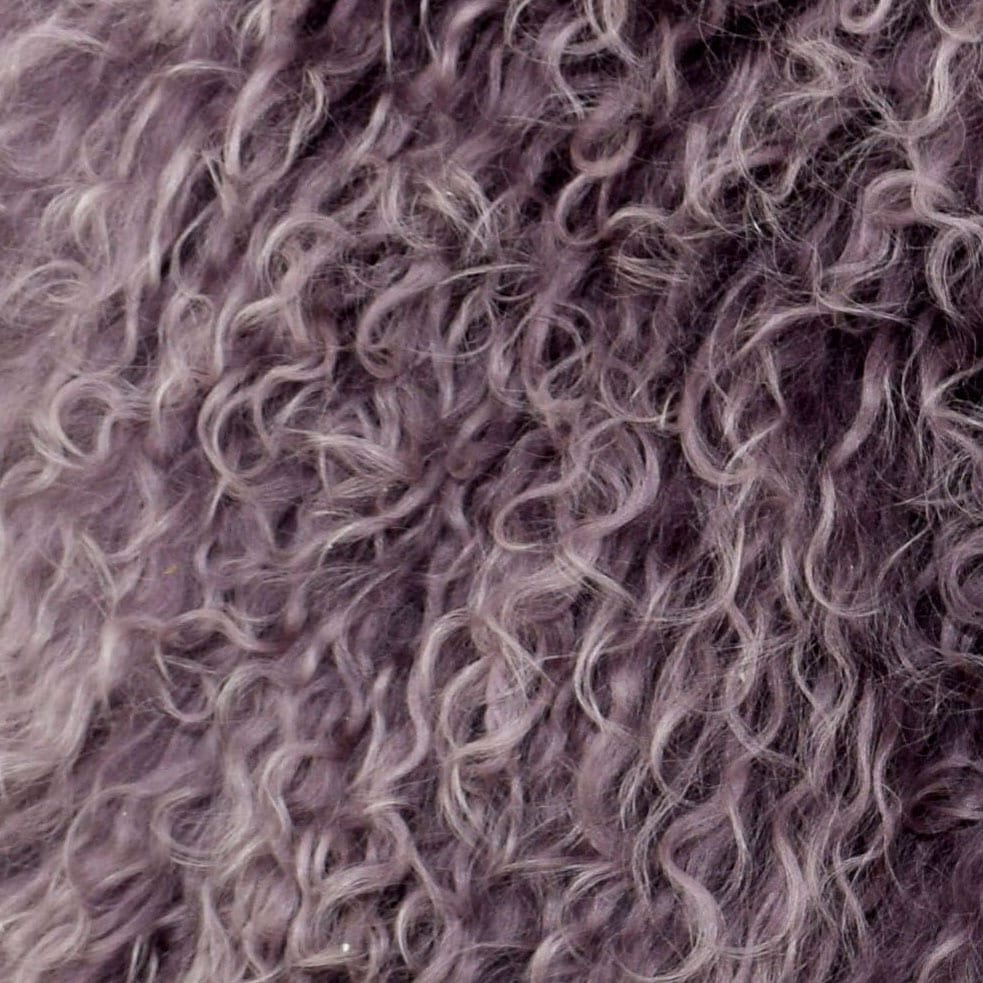 Mauve colored Tibetan/Mongolian Lamb Fur Stool – 18” (in 20+ colors) - inthegardenandmore.com