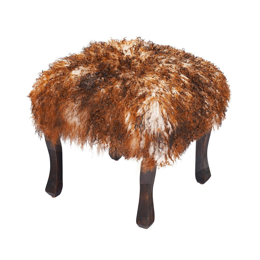 Rust Tipped colored Tibetan/Mongolian Lamb Fur Stool – 18” (in 20+ colors) - inthegardenandmore.com