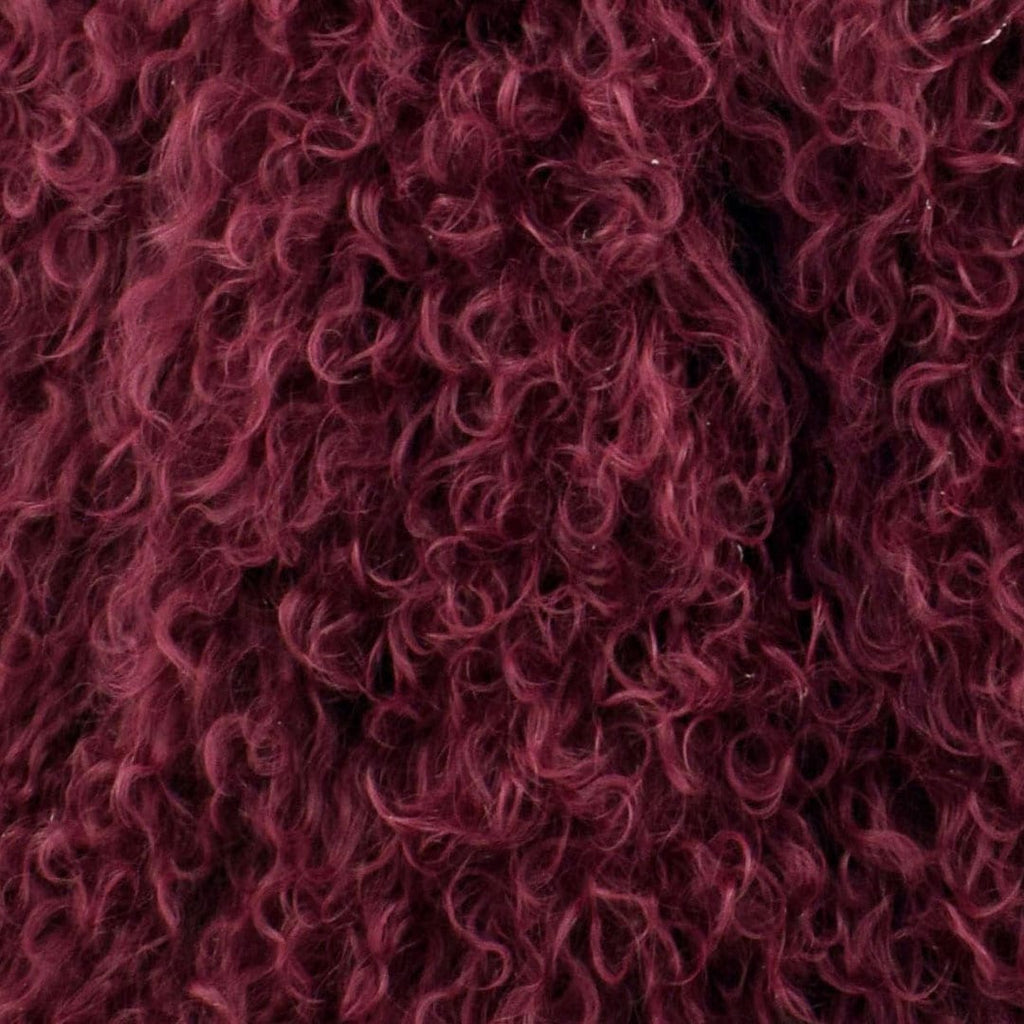 Wine colored Tibetan/Mongolian Lamb Fur Stool – 18” (in 20+ colors) - inthegardenandmore.com