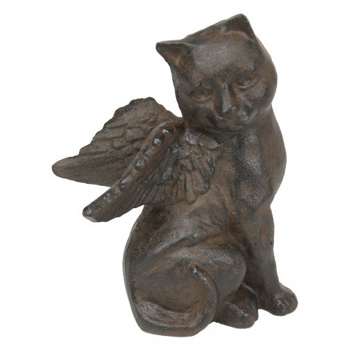 Cast Iron Angel Kitty Doorstop Pet Memorial Marker Statuary - inthegardenandmore.com