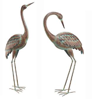 Our set of Preening and Standing Coastal Cranes will make a statement in your garden, around your pond or on your patio. Handcrafted of metal by skilled artisans.