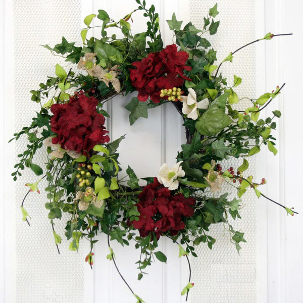 Welcome guests into your home with our Romantic Red Elegant Front Door Wreath - 19”