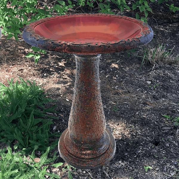 Our Sedona Red Fiber Clay Birdbath comes as a 2 piece birdbath and is unlike anything you’ve ever seen! It features the beauty of ceramic/clay birdbaths with the durability of fiber clay, it is impact and shatter-resistant. Fiber clay is made up of 70 percent clay, 25 percent plastic and 5 percent fiber and provides more durability over time and is less fragile than ceramic and clay birdbaths. Size is 20.00 (D) x 20.00 (W) x 25.00 (H) inches.