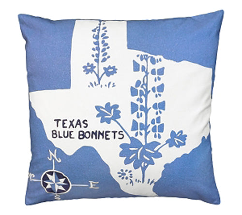 Add a fun pillow to your Texas home with our Texas Blue Bonnets Cotton Embroidered Pillow (20”x20”)