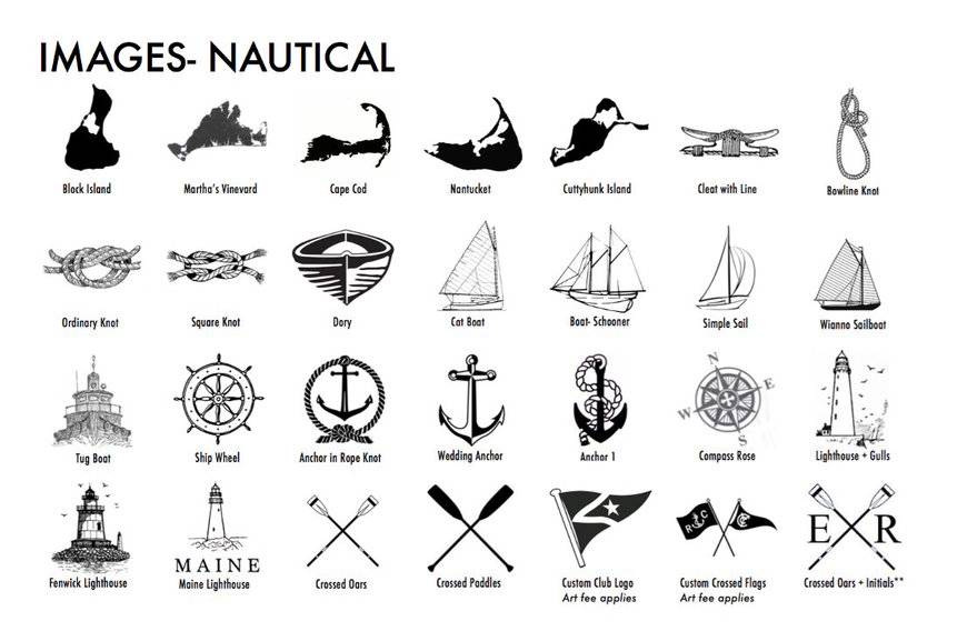 These are Nautical Images that you can choose to laser engrave on your board.