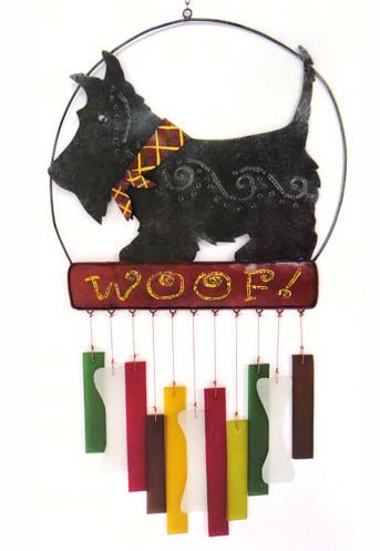 Pug Dog Glass and Metal Wind Chime Suncatcher - inthegardenandmore.com