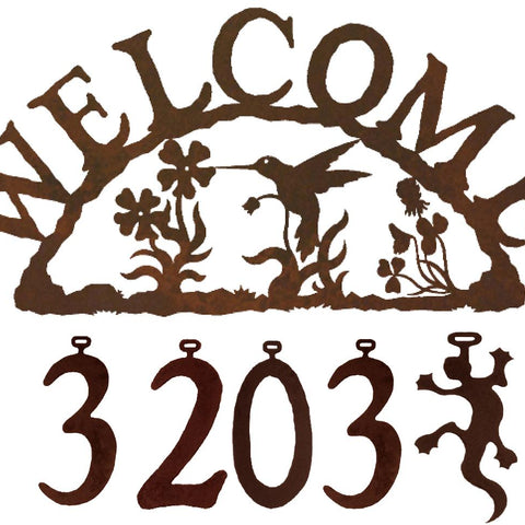 Hummingbird Handcrafted Iron Welcome Address Sign