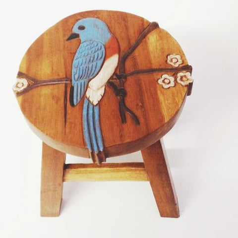 Handcrafted Wood Bird Footstools - inthegardenandmore.com