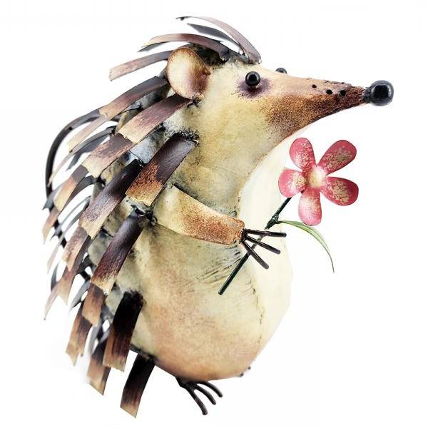 Our Hedgehog Artisan Crafted Metal Watering Can is a functional work of art that is fun and suitable for outdoor and indoor use. This spikey guy has been crafted by skilled artisans from recycled metal, then hand painted and powder coated to keep him lovely for many years of watering fun. . Holds 7.5 cups of water.  Size is: 9.75 (D) x 6.00 (W) x 9.50 (H) inches.