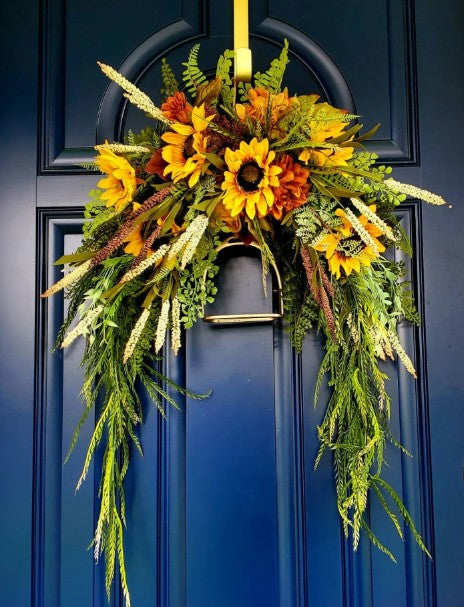 Decorative equestrian wreath with sunflowers wreath with English Stirrup - inthegardenandmore.com