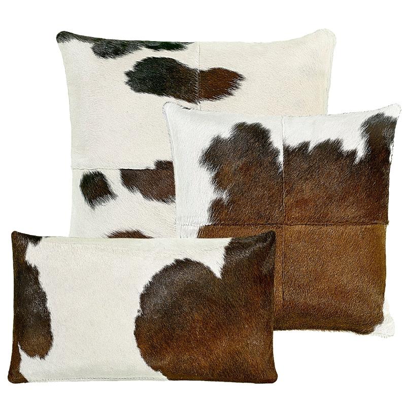 Our 18" and 22" square and 22"x18" lumbar Black, Brown and White Salt and Pepper Cowhide Reversible Throw Pillows With Down Filled Insert are beautiful accent pillows for any room in your home