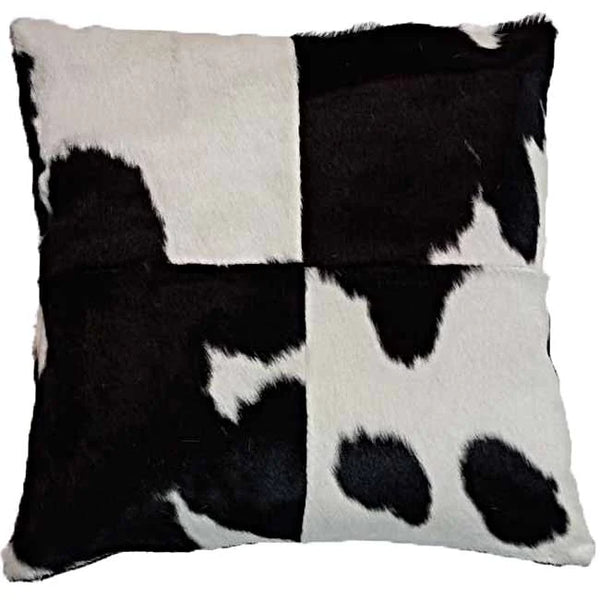 Our Black and White Cowhide Reversible Throw Pillows With Down Filled Insert are beautiful accent pillows for any room in your home are available in 18" and 22" square sizes
