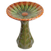 Our Blooming Green Starburst Kaleidoscope Ceramic Glazed Birdbath will add color and style to your garden. This handcrafted ceramic pedestal style bird bath has been skillfully crafted and hand processed, then fired in kilns to create a beautiful blooming flower top and detailed base that is simply elegant. Size is 18″ in diameter x 21.5″ tall. 