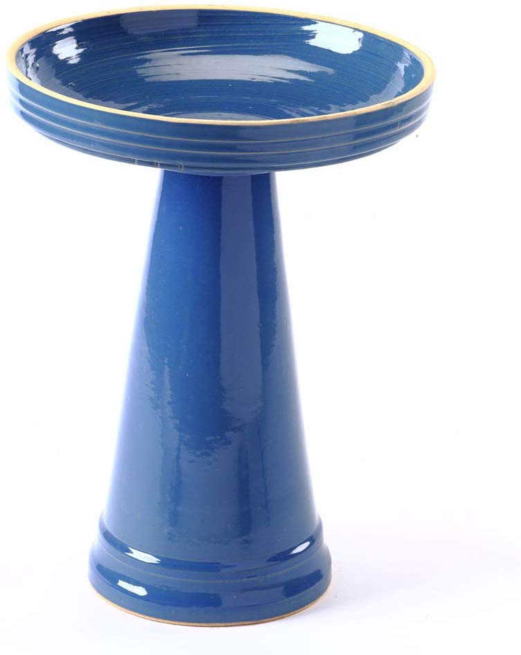 Our Blue Simply Elegant Clay Bird Bath Set features on lock on top and finished in a beautiful blue color