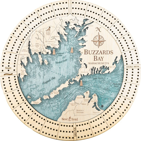Our Buzzards Bay Cribbage Board shown in Baltic Birch color - inthegardenandmore.com