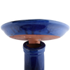 Shown locking top for our Cobalt Blue High Gloss Ceramic Birdbath Set will add luster and shine to your garden and provide birds fresh water to helps them thrive for both drinking and preening. This locking top system will ensure that your top will not get knocked off the flared bottom sturdy base. Inside of the bowl is an adorable ceramic bird figure, which will add a bit of whimsy and allow birds to sit on top while looking for a safe place to drink and bathe.