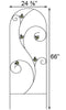Our Decorative Metal Bee Garden Trellis is made of metal trellis is not only cute and colorful, it will hold your plants up in style and add a yard art decoration to your garden as well.  The arched top, black finish, and round metal rails create the timeless frame on this piece, while additional, curving and curling rods adorn the interior. Five metal bee figures rest within these interior rods, each with yellow stripes for a familiar and fun effect. Size is 24.375"W x 66"H.