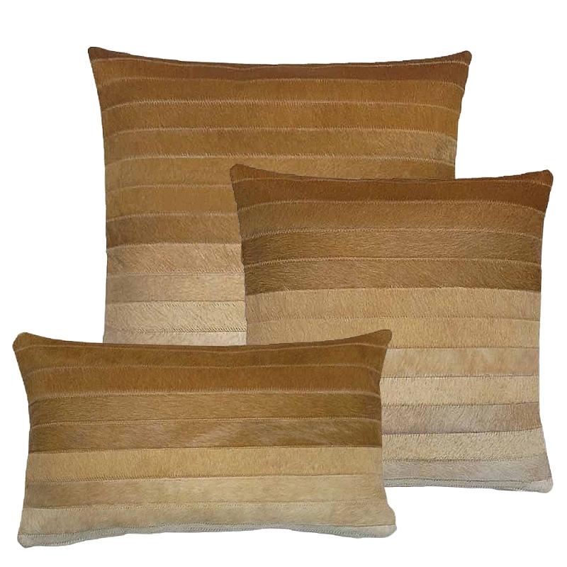 Our set of 3, Gradient Beige Cowhide Reversible Throw Pillows With Down Filled Insert   are beautiful accent pillows for any room in your home