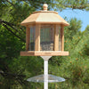 Our Grande Gazebo Cedar Large Capacity Bird Feeder Set is a stand alone, large capacity, hopper style, bird feeder. This feeder comes complete with gazebo bird feeder, made here in the USA, an in-ground mounting pole, seed scoop, to easily add seed to the feeder, mounting bracket, and squirrel baffle, and… it holds an astonishing 11.5 quarts of seed. The feeder size is 15.5"L x 17.5"W x 17.5"H.