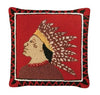 Handcrafted 18” Hooked Wool Pillow – Indian Scout Folk Art Décor - inthegardenandmore.com