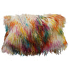 Our Light Confetti, Multi-colored, Tibetan/Mongolian Lamb Fur Lumbar Pillow features soft and fluffy natural curls that have had the strands and tips dyed in multiple colors.. Size is 12" x 20".