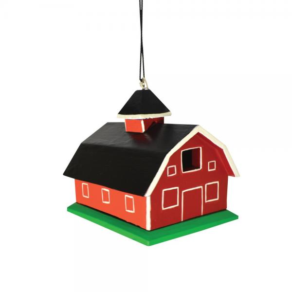 On the Farm Red Barn Hand Carved Wood Birdhouse has been hand carved into a fully functional bird house and then exquisitely hand painted by skillful artisans who have both an eye for detail and creativity.  Wherever you hang this bird house, it will certainly add fun and function to your garden and your birds will love their new home. Size is 6.30” (D) x 7.87” (W) x 7.09” (H).