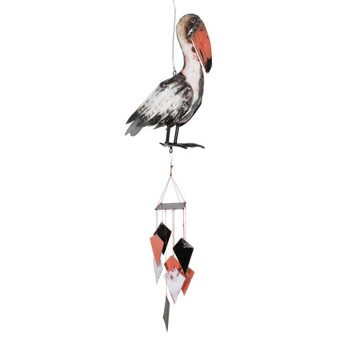 Our Repurposed Metal Pelican Wind Chime is handcrafted from reclaimed and repurposed steel oil drums. Each handcrafted oil drum chime is truly a work of art, allowing each one to be slightly different from the other… unique one of a kind creations.