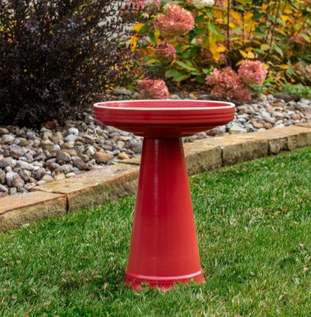 Our Radiant Red Simply Elegant Clay Bird Bath Set features on lock on top and finished in a beautiful blue color
