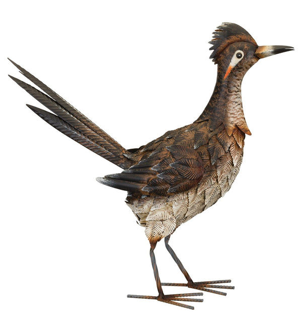 This is the tallest of the two roadrunners, which are available in 2 sizes, our Rustic Sienna Metal Roadrunner Yard Art Statuary looks amazing indoors or outdoors and will add a special touch to your garden all year long. They have been beautifully handcrafted and detailed in metal and then intricately hand painted with color details that make these amazing birds come to life.