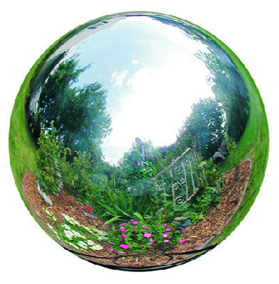 This 12” in diameter stainless steel silver gazing globe reflects the beauty of your garden all year long.
