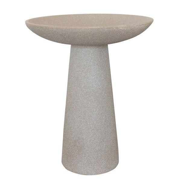 Bring a trendy and modern style to your garden with this sandstone fiberglass and clay birdbath! Combining sleek design with a touch of earthiness, it's lightweight enough to move around easily, but has a secure locking top and drainage hole with plug. Plus, it doubles as a feeder if you're feeling ambitious