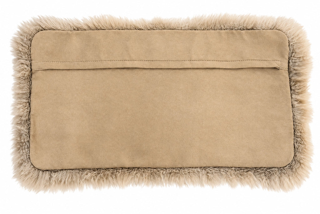 The back of our New Zealand Sheepskin pillow with zipper and poly insert. 