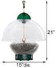 Our Squirrel Resistant Hanging Big Dome Top Bird Feeder is made in the USA and with a lifetime guarantee. Manufactured by Yankee Droll, a leading bird feeder manufacturer, they created this feeder to be squirrel resistant feeder as well as a small bird selective feeder. The large dome top protects the seed from squirrels, large birds and adverse weather. Size is 15" dia. dome, 10" dia. reservoir, 21"H..