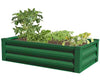 Our green Steel Raised Garden Bed Planters are available in 4 colors . This rectangular, steel unit allows you to create a container garden on a deck or patio in moments, for growing space virtually anywhere. The four hardy, steel panels connect together without any hardware, thanks to their integrated keyhole locking mechanisms.  Size is: 47"L x 26"W x 12.5"H