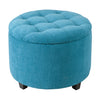 Our Teal Blue Tufted Top Shoe Storage Footstool Ottoman is the perfect addition to any room and the ideal spot to store your favorite kicks. Crafted with a solid wood frame and birch wood legs finished in a chic black noir, it's sure to turn heads.