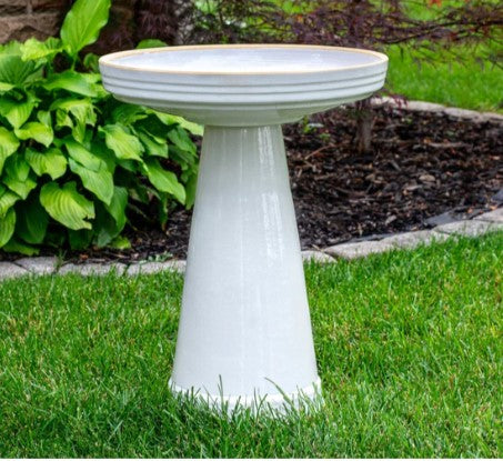 Our White Simply Elegant Clay Bird Bath Set features on lock on top and finished in a beautiful blue color