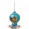 Aqua Blue Swirl Artisan Hand - Blown Glass Hummingbird Feeder - inthegardenandmore.com