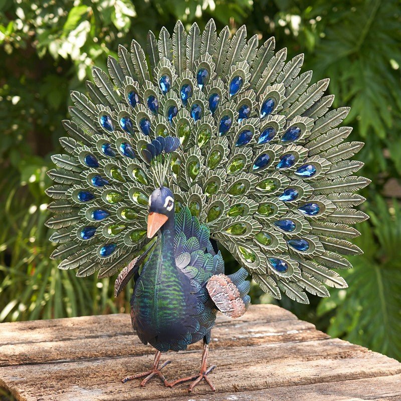 Bejeweled Peacock Bird Statuary for Garden (Set of 3)- inthegardenandmore.com